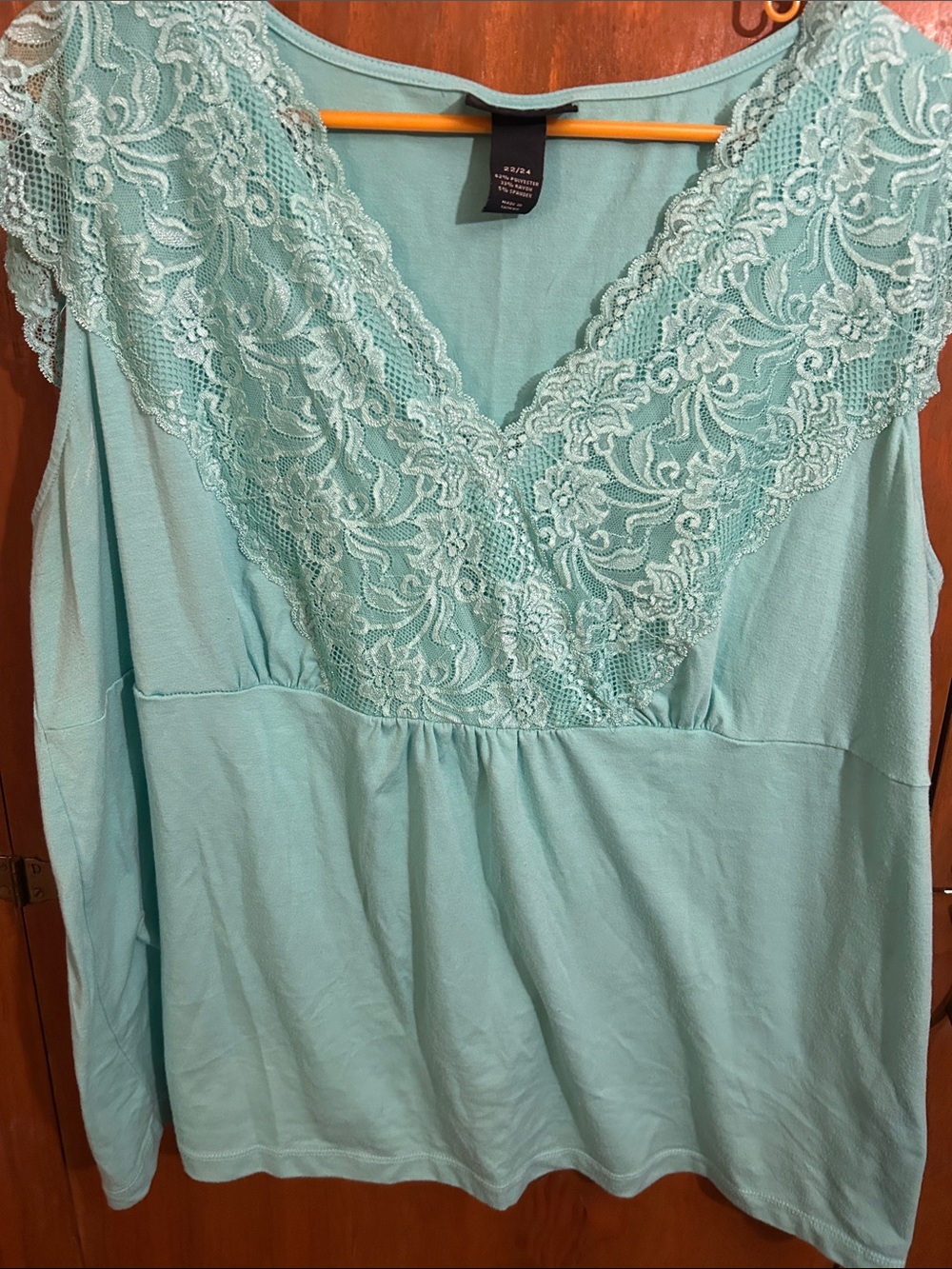 Lane Bryant Aqua Lace-Trim Women's Sleep Top